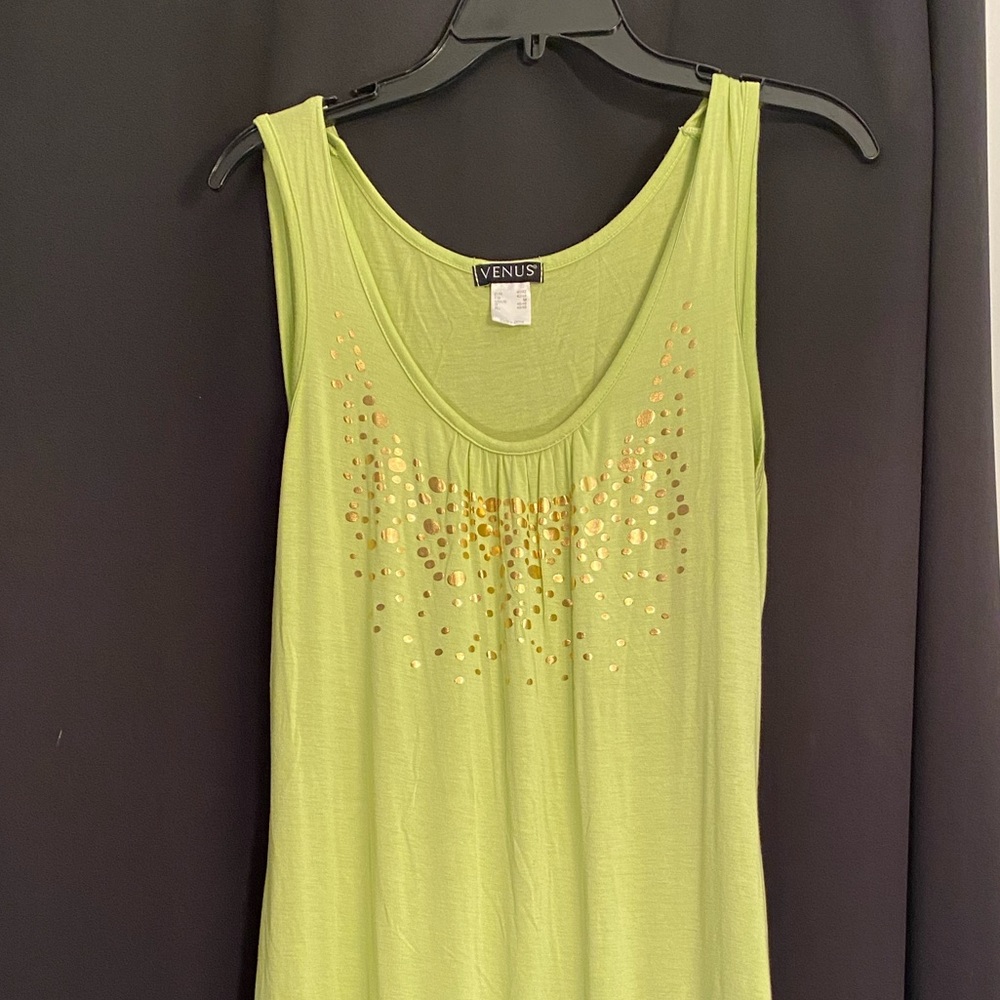 Green with Gold Polkadot Dress